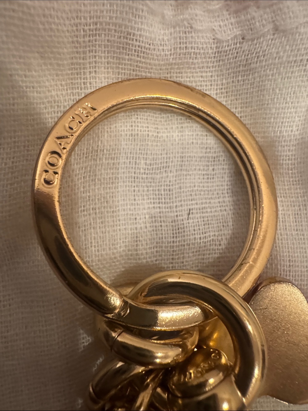 NWOT, Coach vintage gold “C” key fob/ bag charm in gold . - Picture 5 of 6